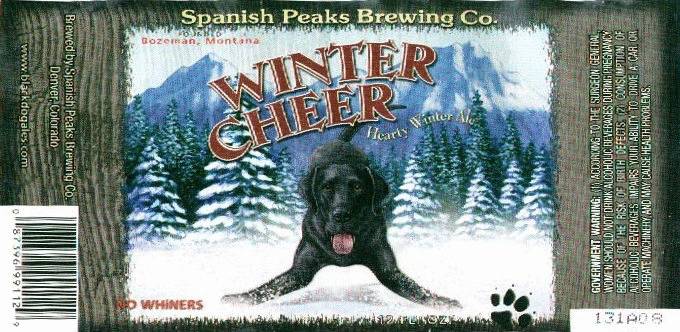 SPANISH PEAKS Brewing Black Dog Ale ~ Bozeman MONTANA; No Whiners Beer Coaster 